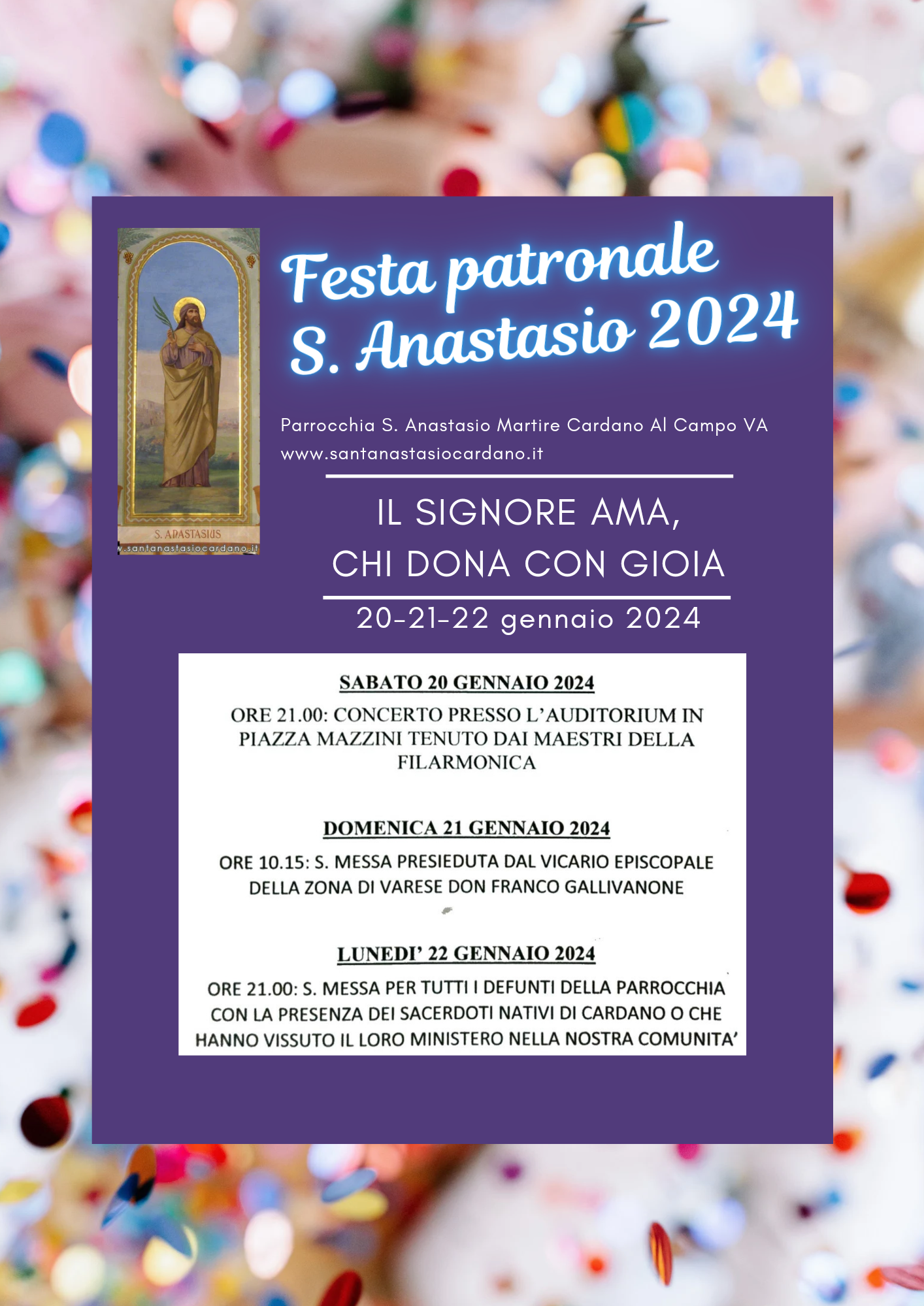 Festa Patronale di S. Anastasio Martire 2024 Cardano Al Campo Varese